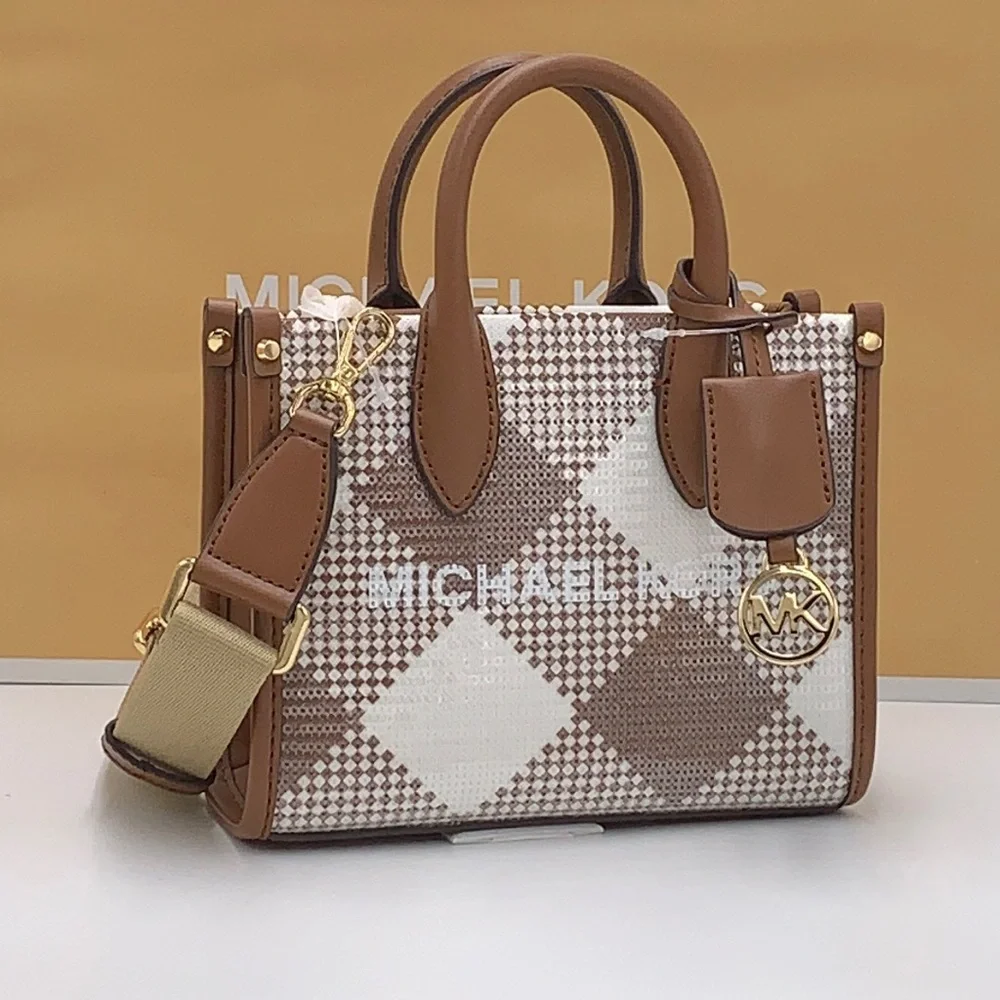 Michael Kors Mirella Extra-Small Logo Crossbody XBODY Shopper Bag Luggage NWT